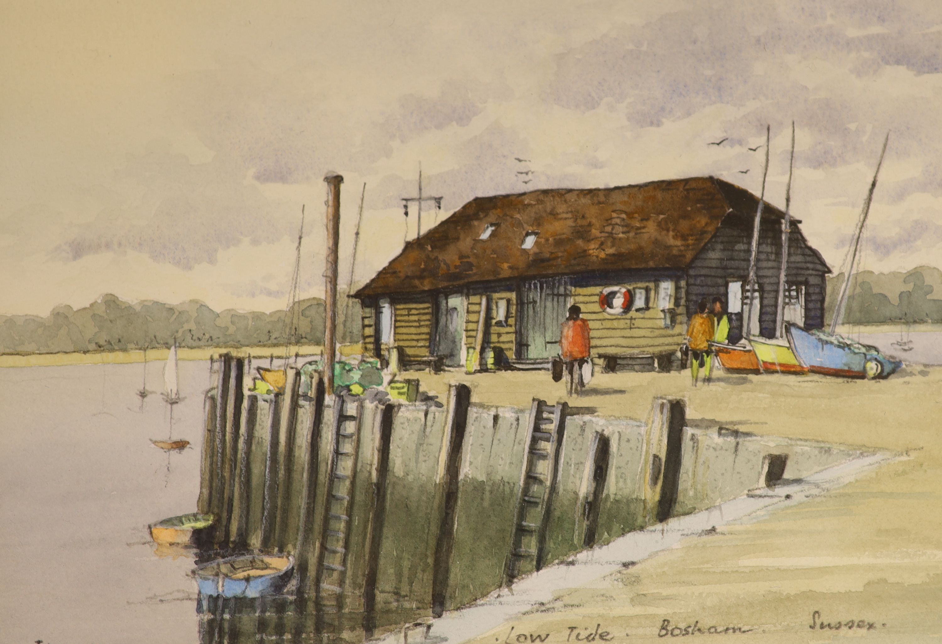 John Moss (20th century), three watercolours of Sussex and sundry pictures